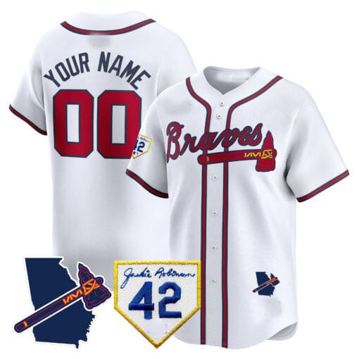 Custom A.Braves Robinson & Georgia Patch Vapor Premier Limited Stitched Baseball Jerseys