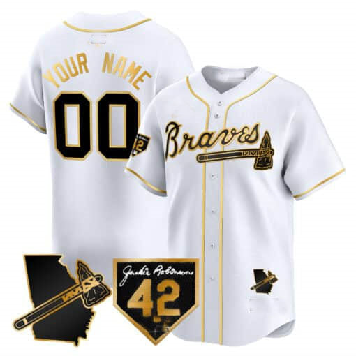 Custom A.Braves Robinson & Georgia Patch Vapor Premier Limited Stitched Baseball Jerseys