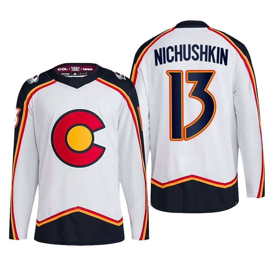 C.Avalanche #13 Valeri Nichushkin Player Fanatics White Reverse Retro 2.0 Hockey Jerseys