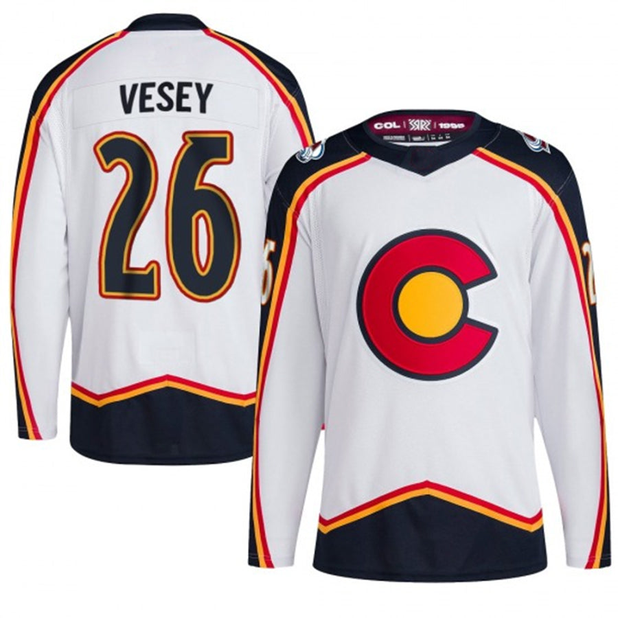 C.Avalanche #26 Jimmy Vesey Player Fanatics White Reverse Retro 2.0 Hockey Jerseys