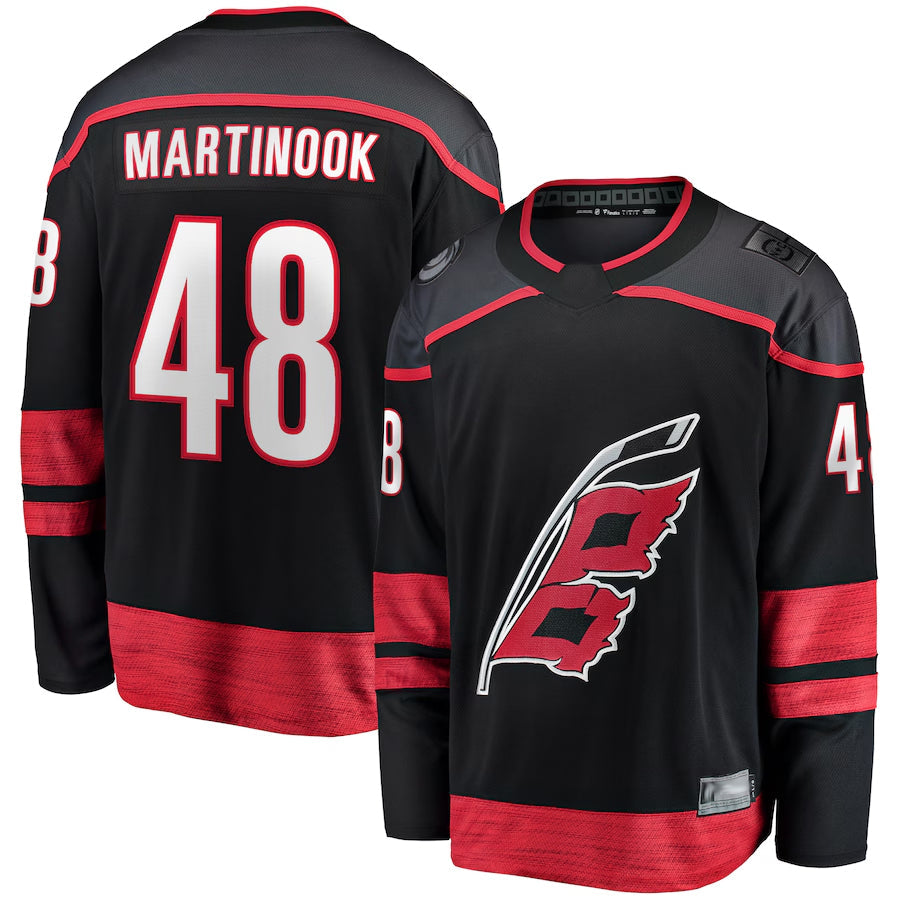 C.Hurricanes #48 Jordan Martinook Player Fanatics Home Breakaway Black Hockey Jerseys