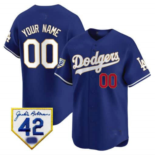 Custom LA.Dodgers Jackie Robinson Patch Vapor Premier Limited Baseball Jerseys