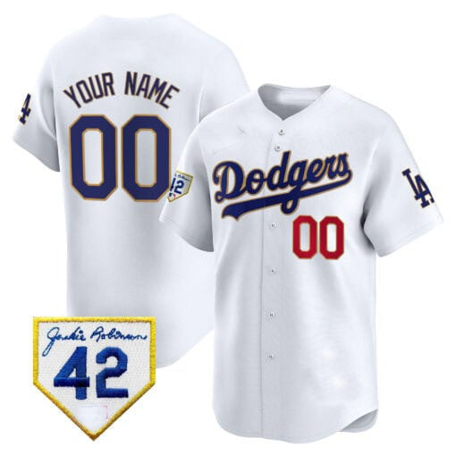 Custom LA.Dodgers Jackie Robinson Patch Vapor Premier Limited Baseball Jerseys