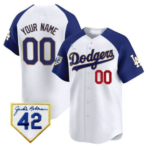 Custom LA.Dodgers Jackie Robinson Patch Vapor Premier Limited Baseball Jerseys