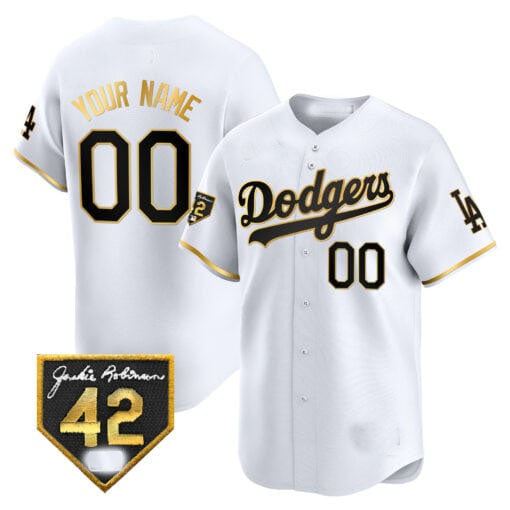 Custom LA.Dodgers Jackie Robinson Patch Vapor Premier Limited Baseball Jerseys