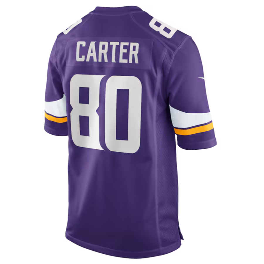MN.Vikings #80 Cris Carter Player Purple Game Football Jerseys