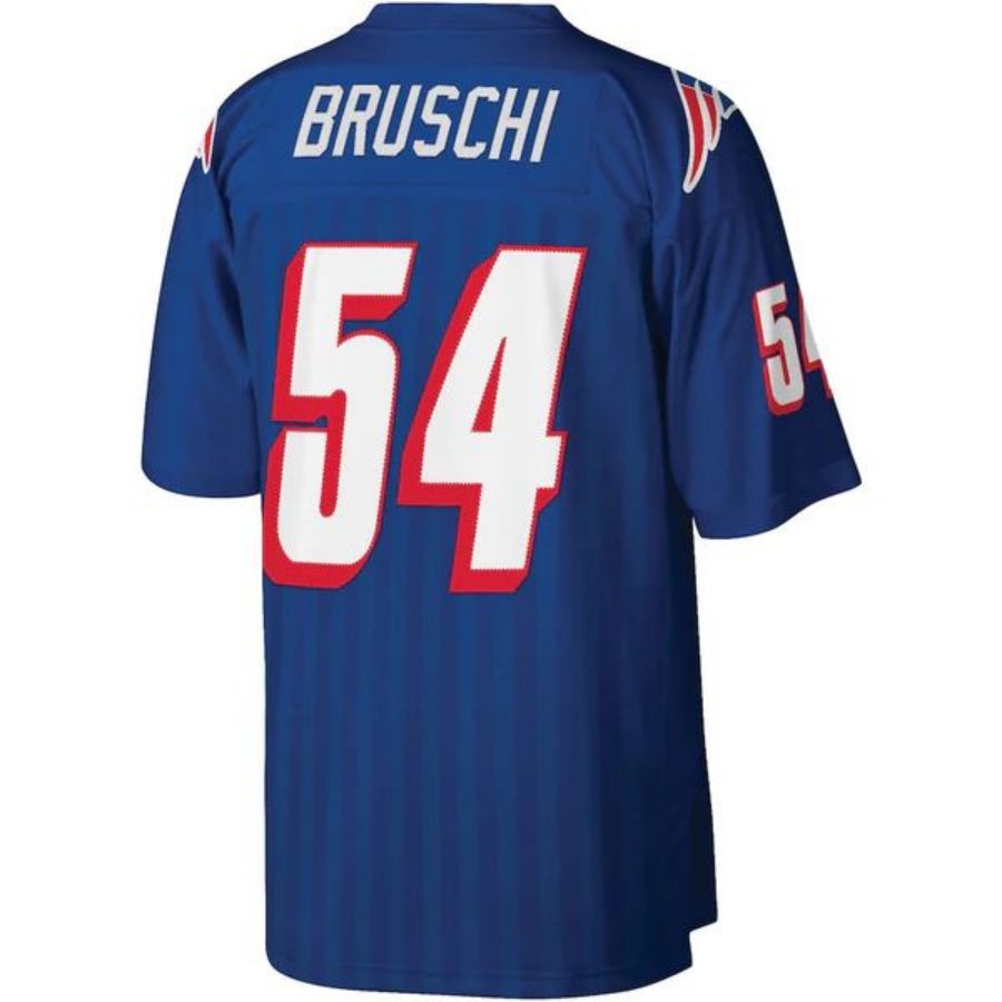 NE.Patriots #54 Tedy Bruschi Player Mitchell & Ness Royal Legacy Replica Football Jerseys