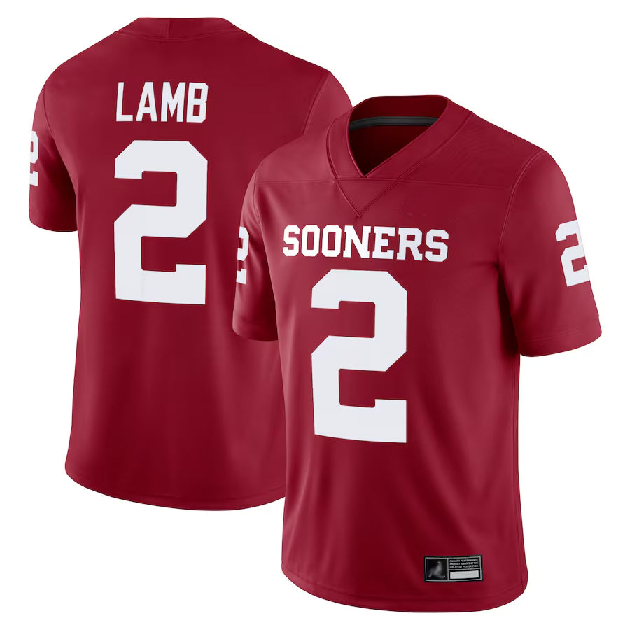 #2 CeeDee Lamb Player Crimson Oklahoma Sooners Game College Jerseys