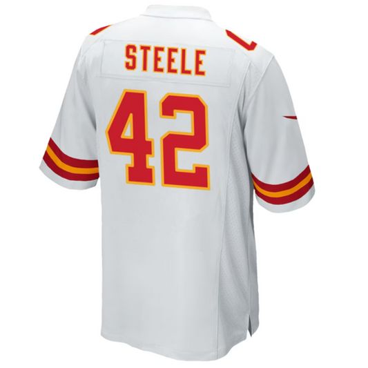 KC.Chiefs #42 Carson Steele Player White Home Game Stitched Football Jerseys