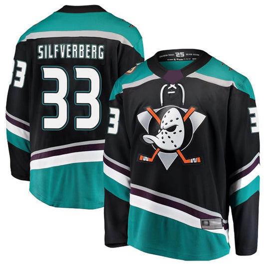 A.Ducks #33 Jakob Silfverberg Player Fanatics Alternate Breakaway Black Hockey Jerseys