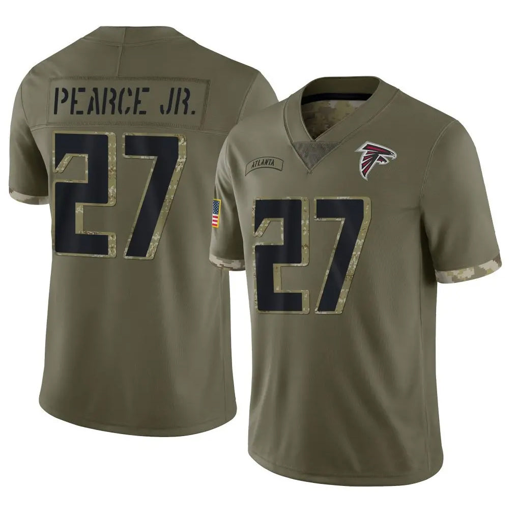 A.Falcons #27 James Pearce Jr. Player Salute To Service Olive Football Jerseys