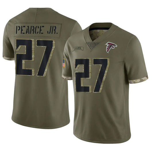 A.Falcons #27 James Pearce Jr. Player Salute To Service Olive Football Jerseys