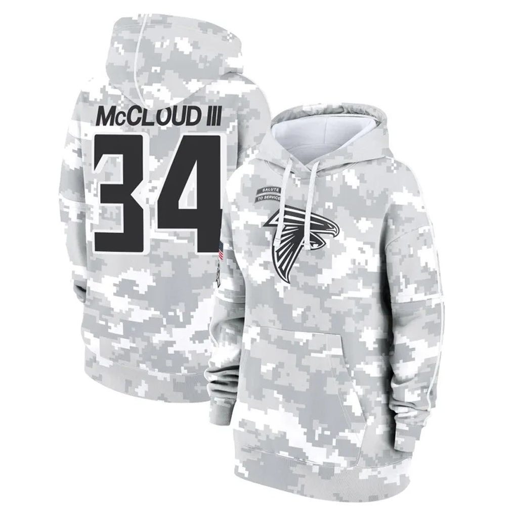 A.Falcons #34 Ray-Ray McCloud III Player Arctic Camo Salute to Service Hoodie Football Jerseys