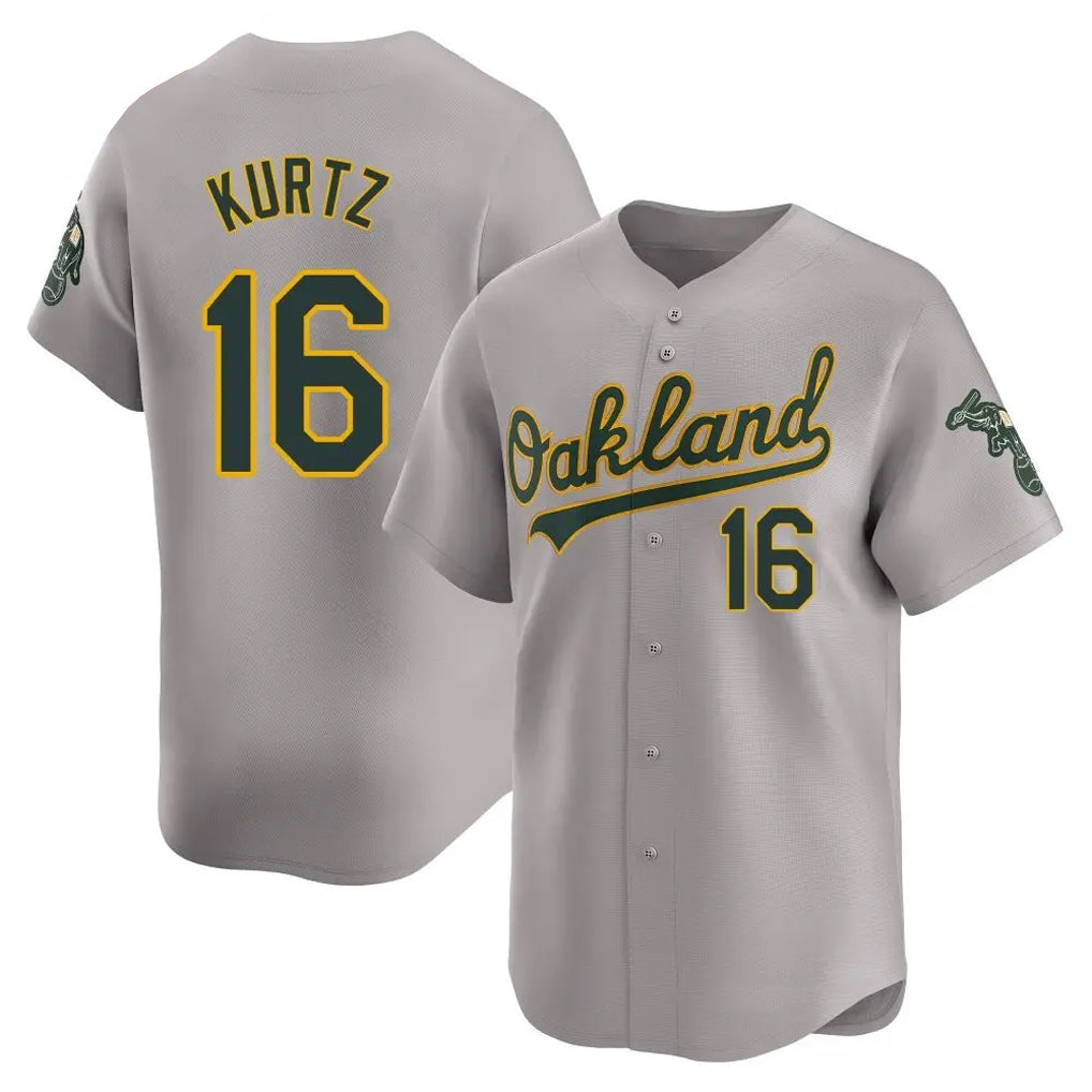 Athletics #16 Nick Kurtz Player Grey Home Limited Baseball Jerseys