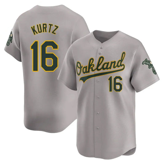 Athletics #16 Nick Kurtz Player Grey Home Limited Baseball Jerseys