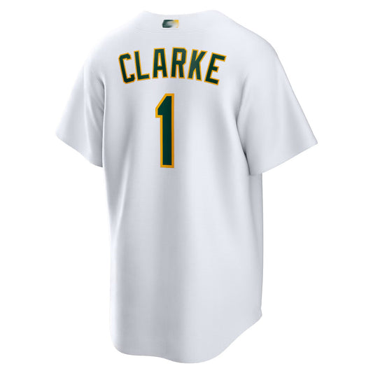 Athletics #1 Denzel Clarke Player White Game Baseball Jerseys