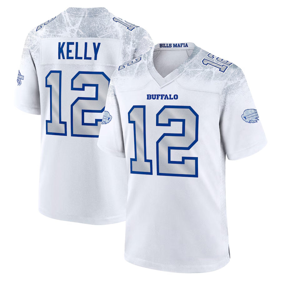B.Bills #12 Jim Kelly Player White Rivalries Collection Game Football Jerseys