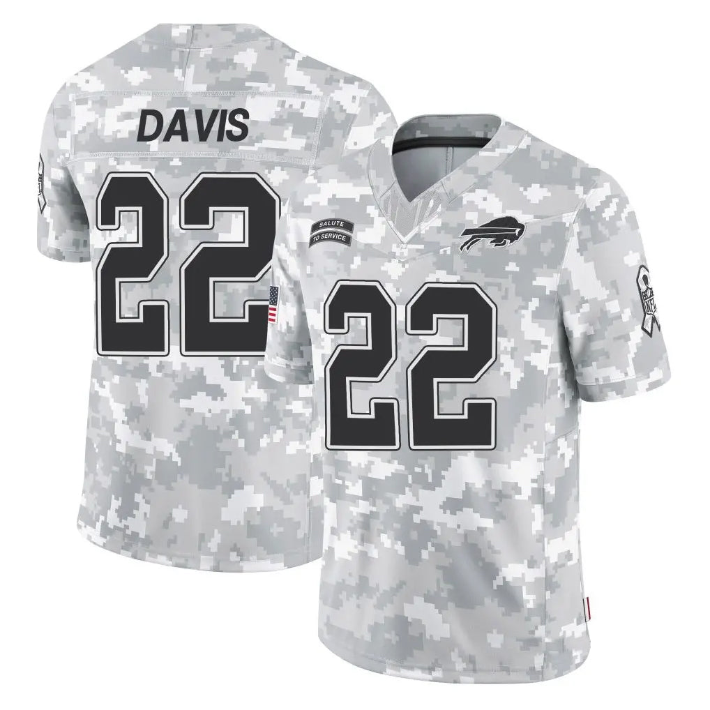 B.Bills #22 Ray Davis Player Arctic Camo Salute to Service Limited Football Jerseys