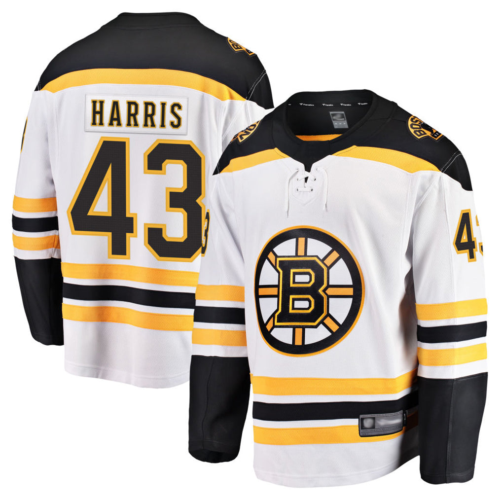 B.Bruins #43 Jordan Harris Player Fanatics Home Breakaway White Hockey Jerseys