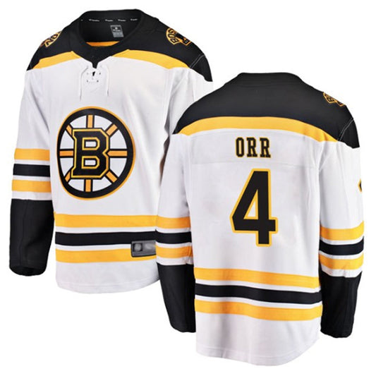 B.Bruins #4 Bobby Orr Player Fanatics Breakaway White Hockey Jerseys