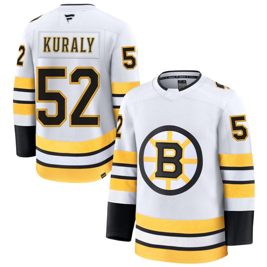 B.Bruins #52 Sean Kuraly Player Fanatics Premium Home White Hockey Jerseys
