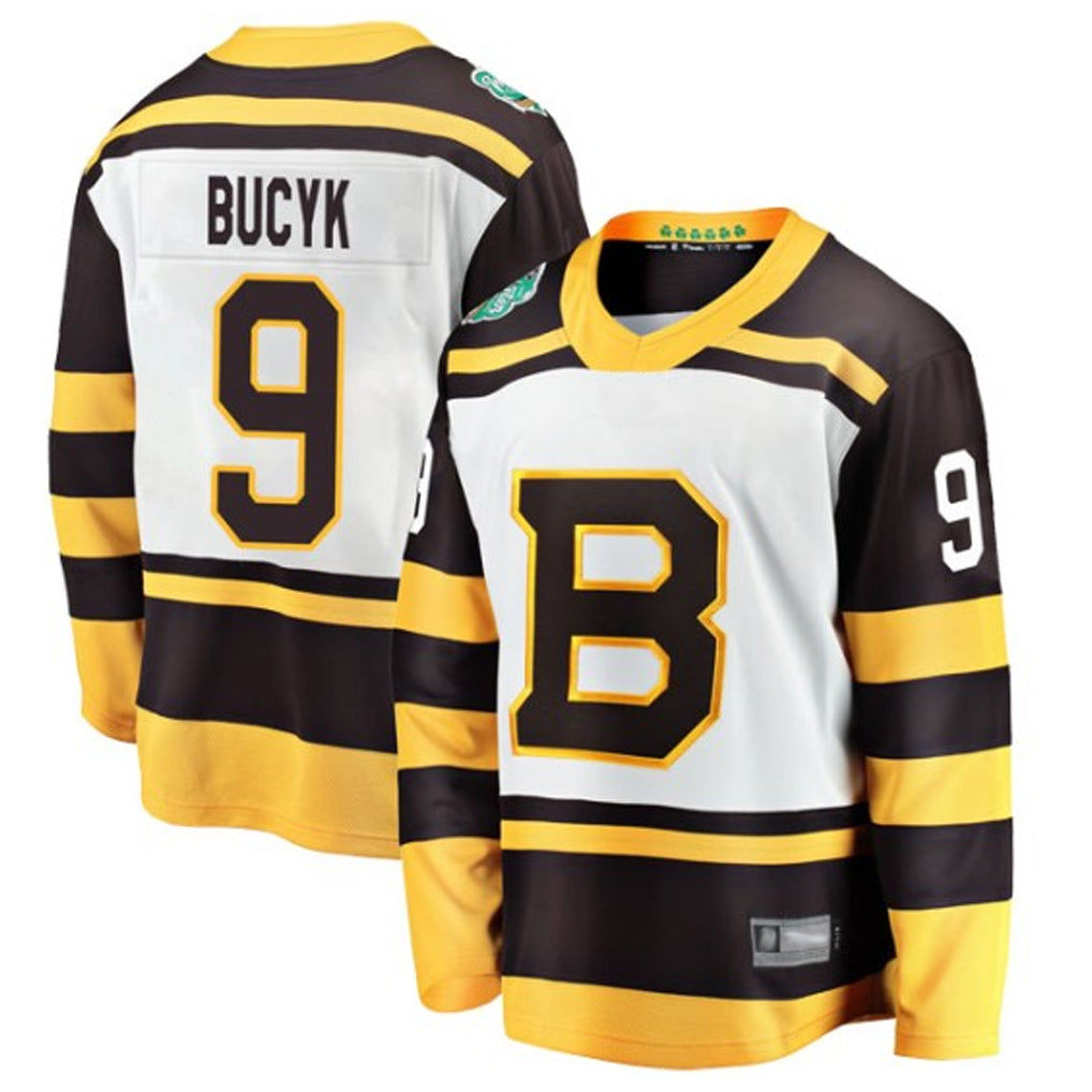 B.Bruins #9 Johnny Bucyk Player Fanatics Classic Breakaway White Hockey Jerseys