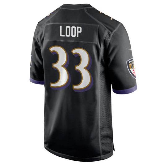 B.Ravens #33 Tyler Loop Player Black Home Game Football Jerseys
