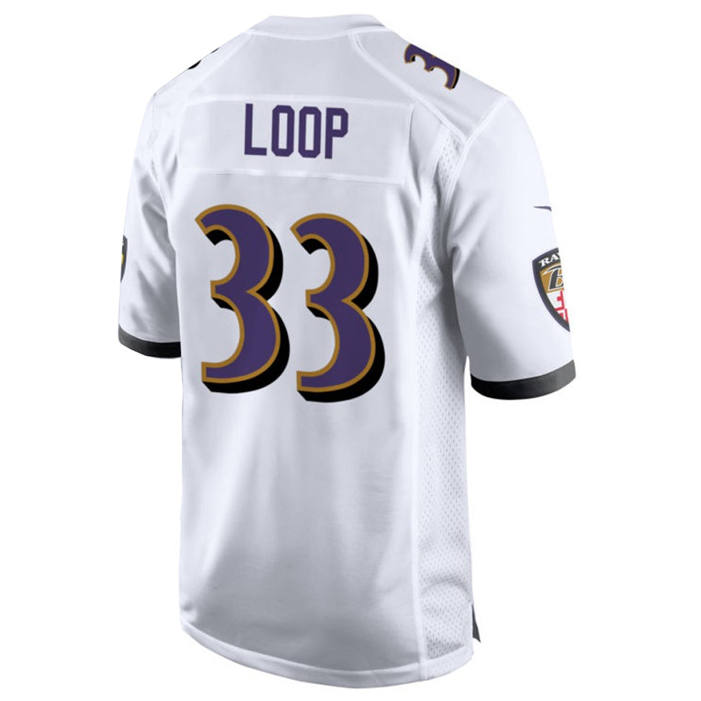 B.Ravens #33 Tyler Loop Player White Home Game Football Jerseys