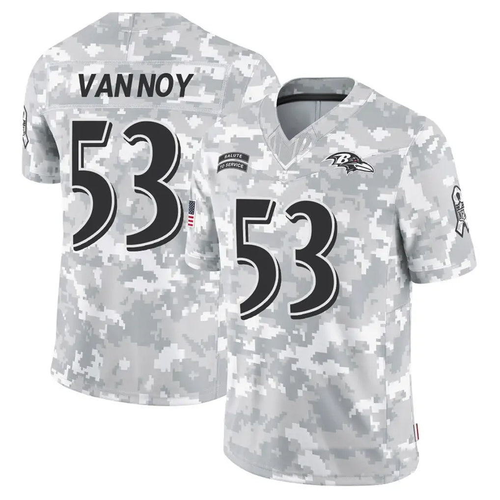 B.Ravens #53 Kyle Van Noy Player Arctic Camo Salute to Service Limited Football Jerseys