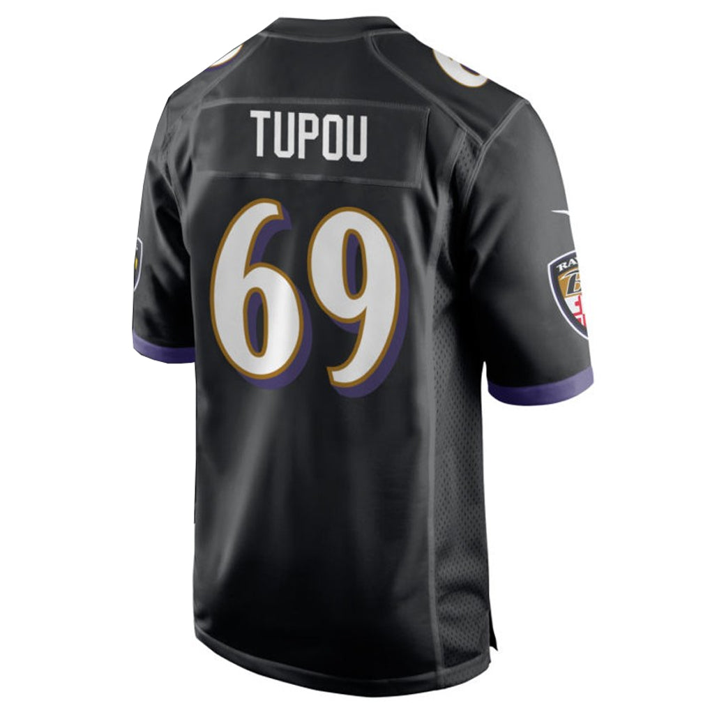 B.Ravens #69 Josh Tupou Player Black Home Game Football Jerseys