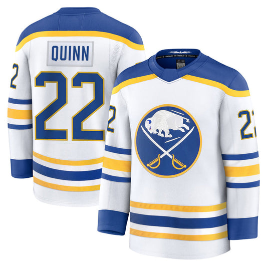 B.Sabres #22 Jack Quinn Player Fanatics Home Premium White Hockey Jerseys