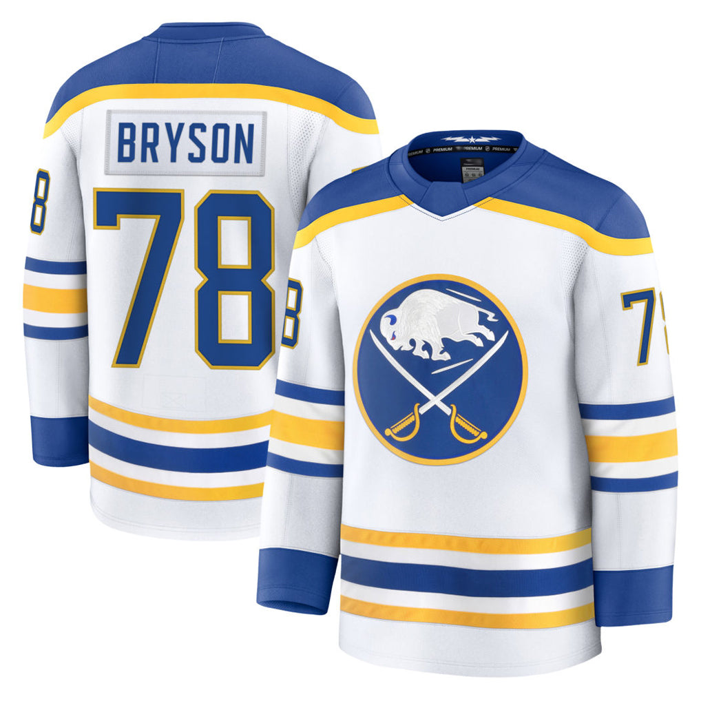 B.Sabres #78 Jacob Bryson Player Fanatics Home Premium White Hockey Jerseys