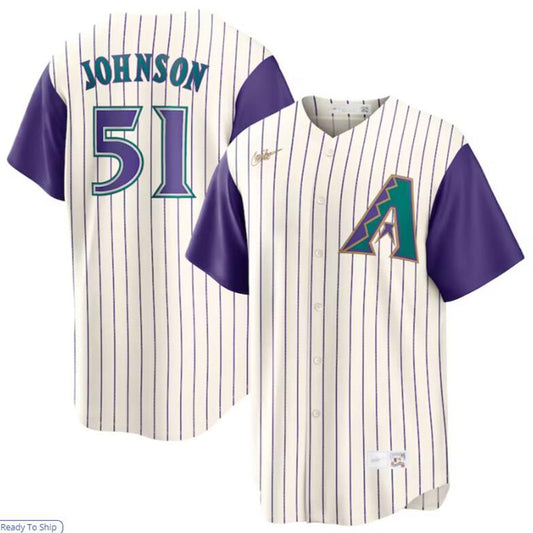 #51 Randy Johnson A.Diamondbacks Cream Alternate Cooperstown Collection Baseball Jerseys