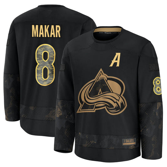 C.Avalanche #8 Cale Makar Player Fanatics Black Military Appreciation Hockey Jerseys