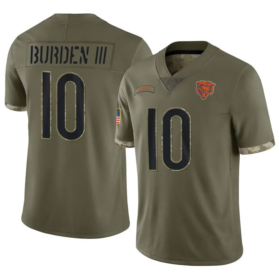 C.Bears #10 Luther Burden III Player Salute To Service Olive Football Jerseys