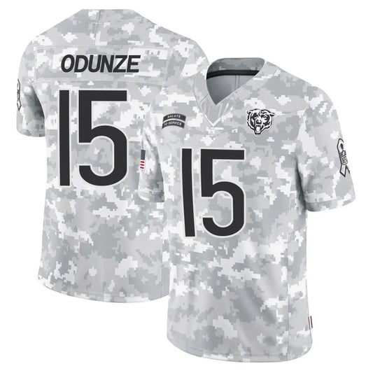 C.Bears #15 Rome Odunze Player Arctic Camo Salute to Service Limited Football Jerseys