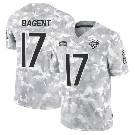C.Bears #17 Tyson Bagent Player Arctic Camo Salute to Service Limited Football Jerseys