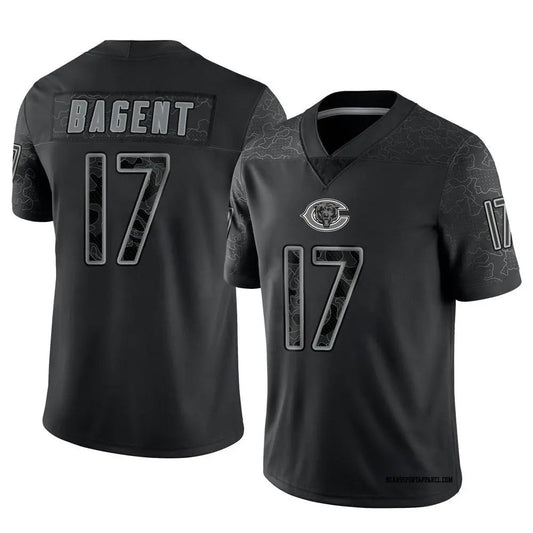 C.Bears #17 Tyson Bagent Player Black REFLECTIVE Limited Football Jerseys