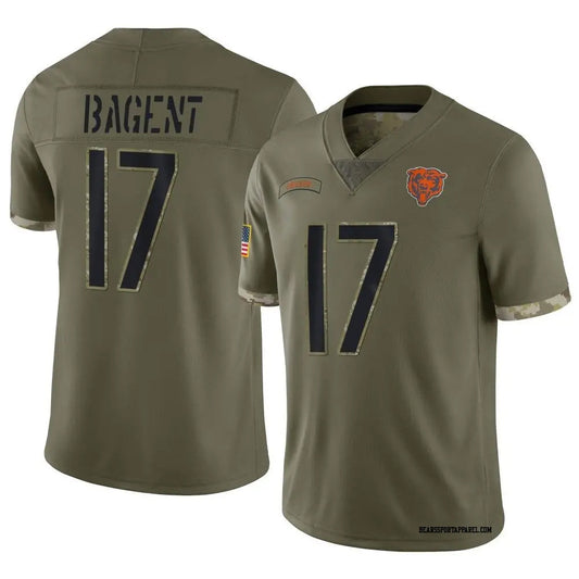 C.Bears #17 Tyson Bagent Player Salute to Service Limited Olive Football Jerseys