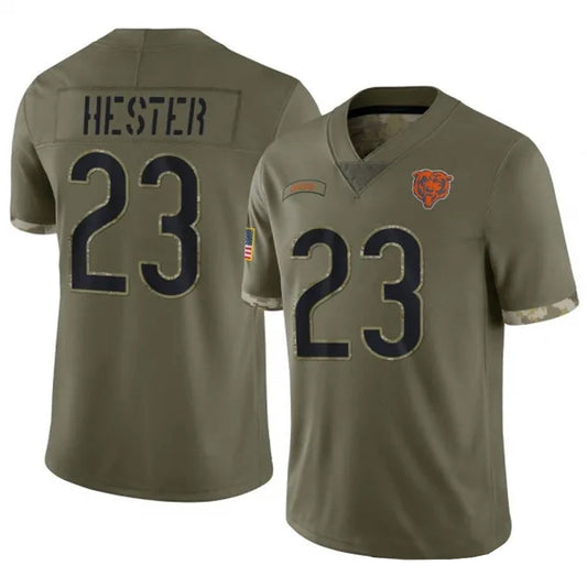 C.Bears #23 Devin Hester Player Salute To Service Olive Football Jerseys