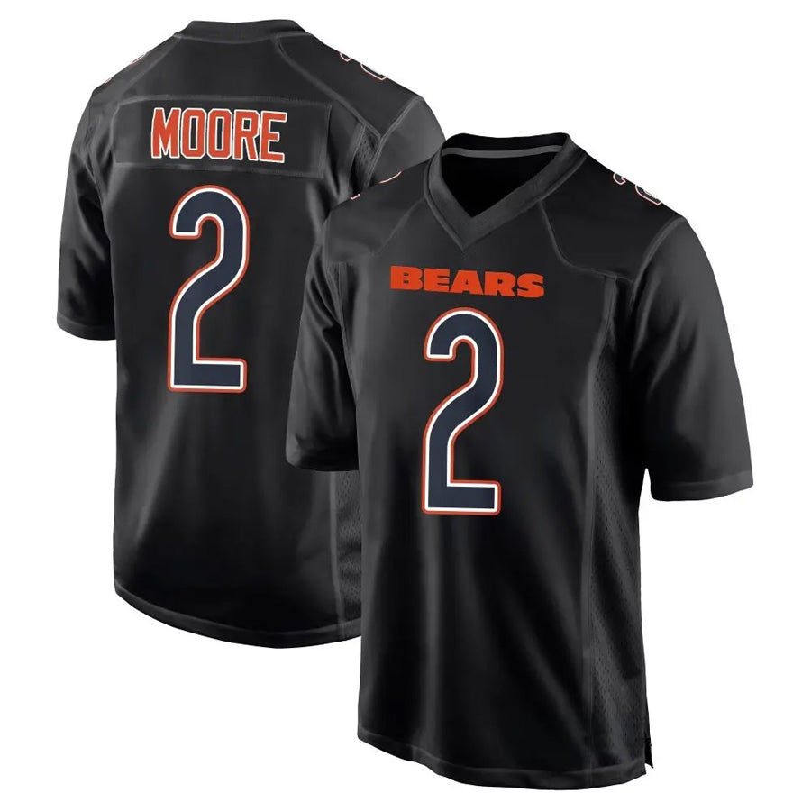 C.Bears #2 D.J. Moore Player Black Carbon Fashion Football Jerseys