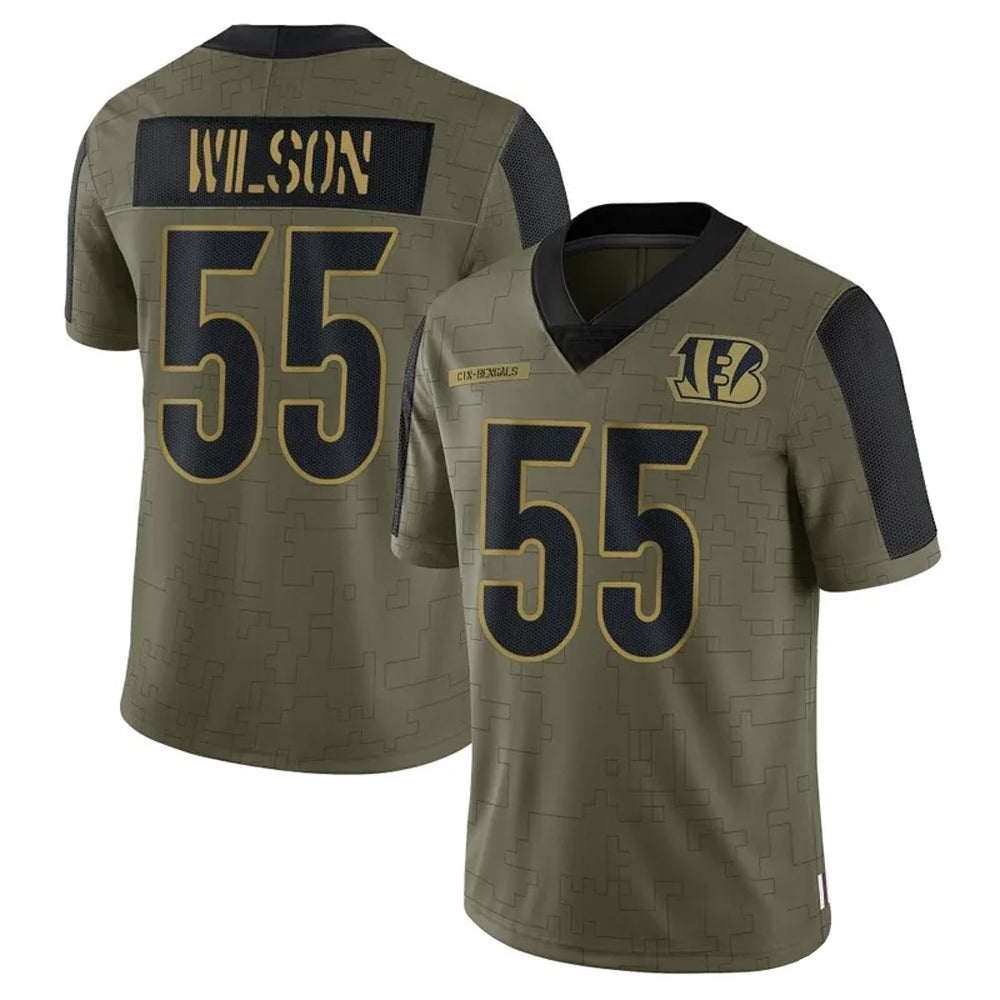 C.Bengals #55 Logan Wilson Player Salute To Service Limited Olive Football Jerseys