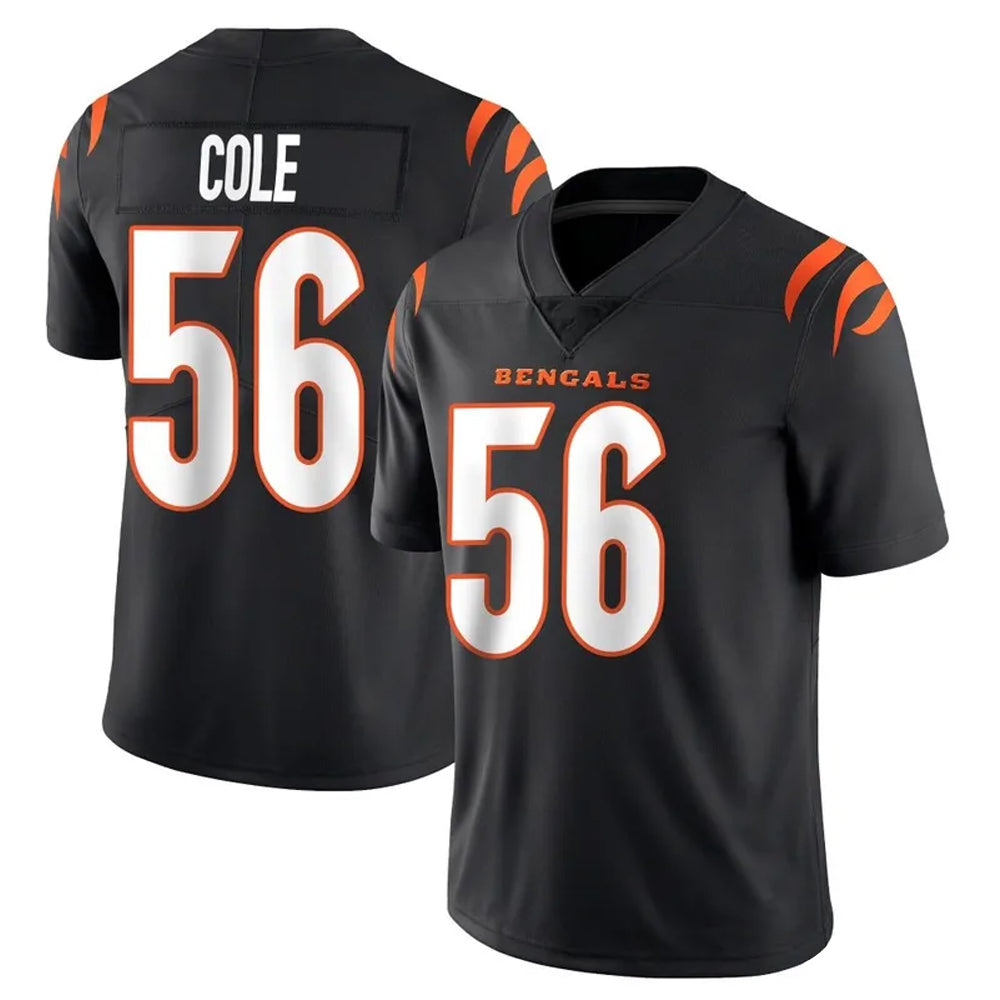 C.Bengals #56 Myles Cole Player Black Vapor Limited Football Jerseys