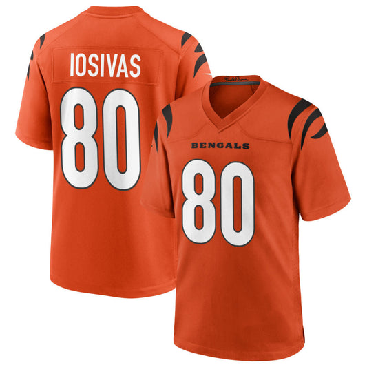 C.Bengals #80 Andrei Iosivas Player Orange Home Game Football Jerseys
