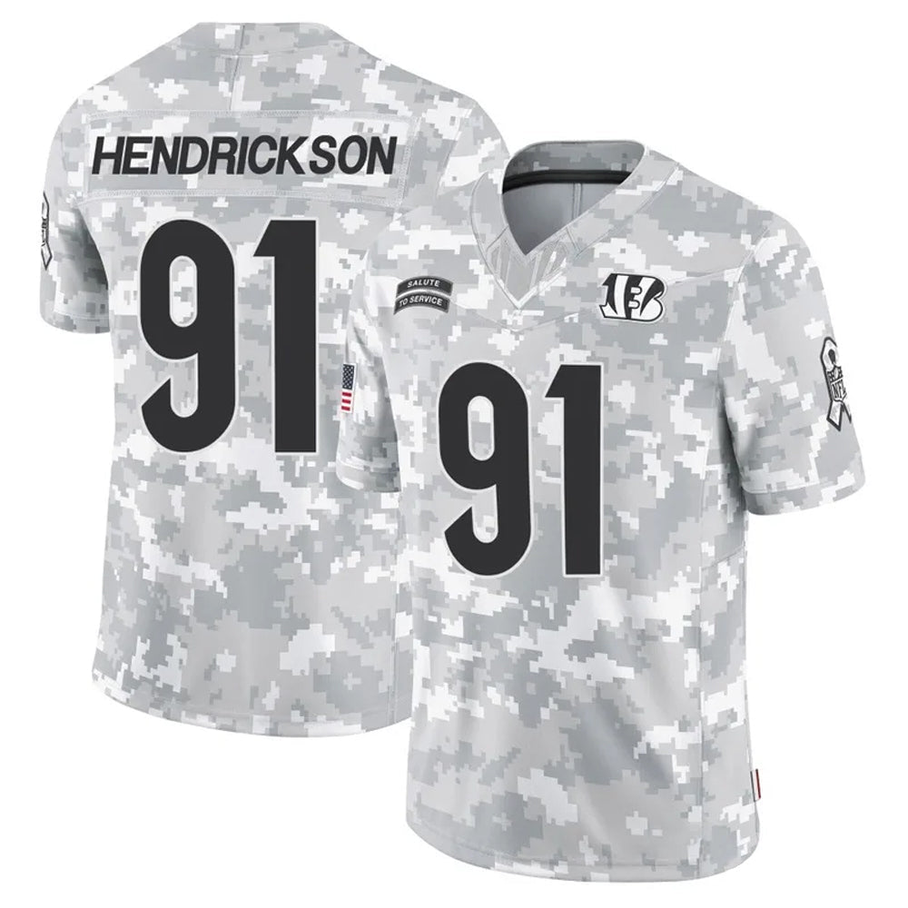 C.Bengals #91 Trey Hendrickson Player Arctic Camo Salute to Service Limited Football Jerseys
