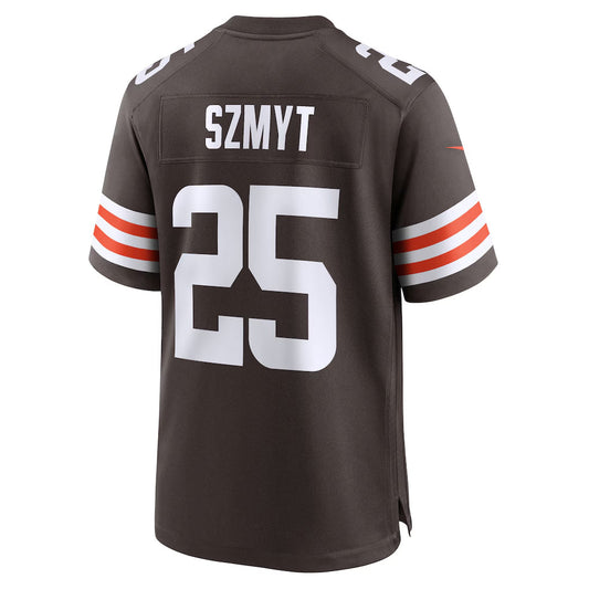 C.Browns #25 Andre Szmyt Player Brown Home Game Football Jerseys