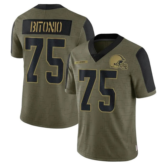 C.Browns #75 Joel Bitonio Player Salute To Service Limited Olive Football Jerseys