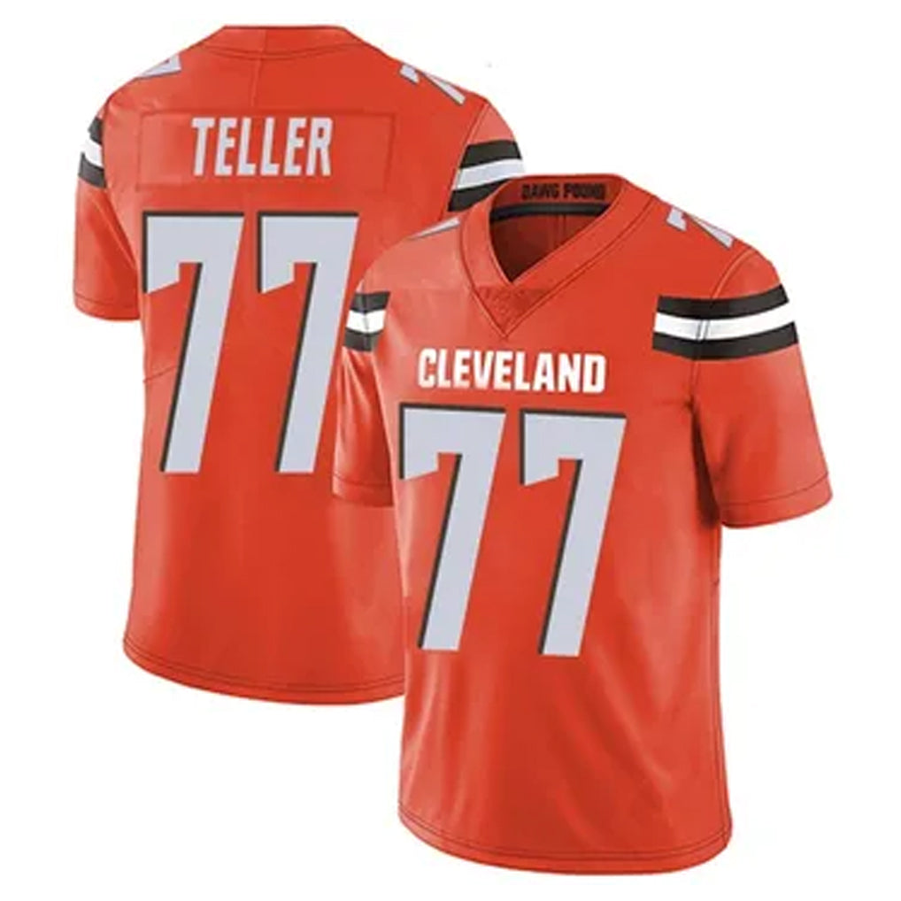 C.Browns #77 Wyatt Teller Player Orange Game Football Jerseys