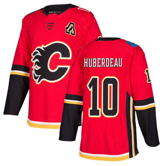 C.Flames #10 Jonathan Huberdeau Player Fanatics Red Stitched Home Hockey Jerseys