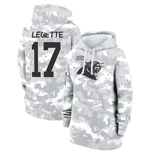 C.Panthers #17 Xavier Legette Player Arctic Camo Salute to Service Hoodies Football Jerseys